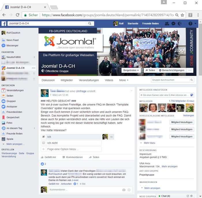 Facebook-Gruppe Joomla! D-A-CH