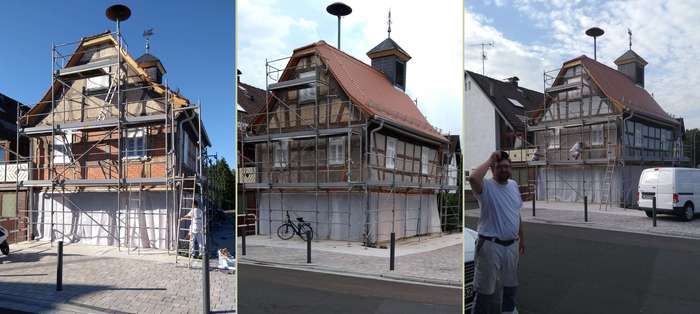 Altes Rathaus: Verputzarbeiten im August 2018