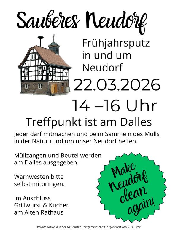 Frühjahrsputz für Neudorf am 22.03.2026